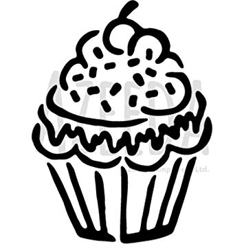 355x355 azeeda 'cupcake with cherry' wall stencil template