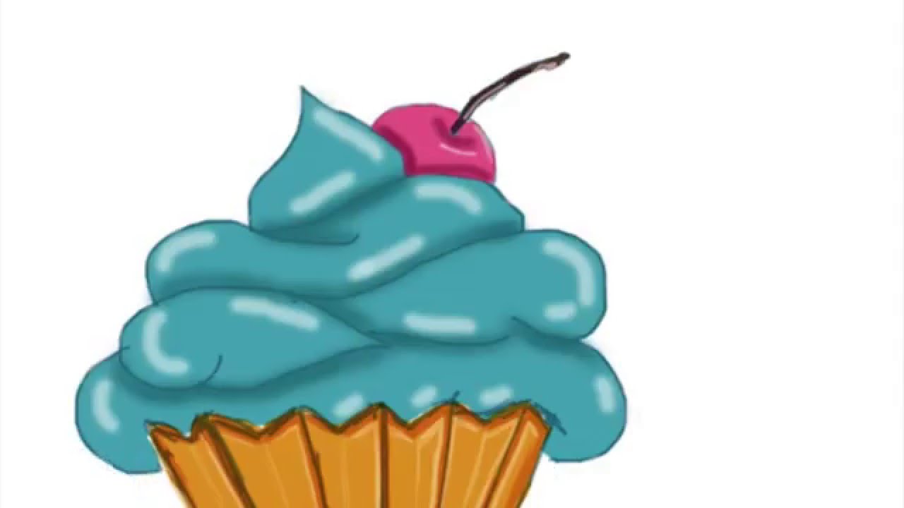 1280x720 digital cupcake drawing with wacom intuos art tablet on adobe