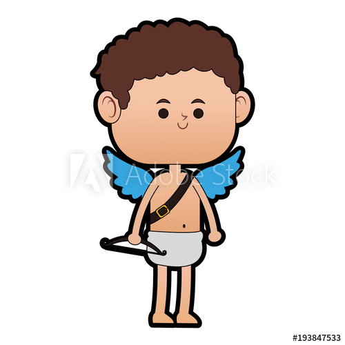 500x500 Cupid With Bow Cartoon Vector Illustration Graphic Design