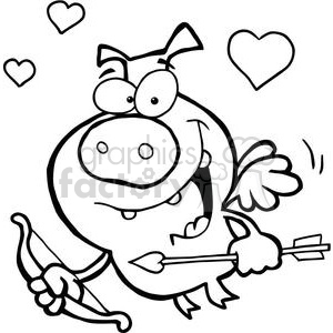 300x300 Cupid Pig Flying With Bow And Arrow Clipart Royalty Free