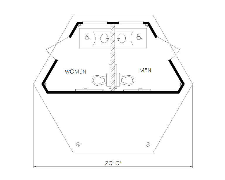 768x614 Hexagonoctagon Post Beam Restroom
