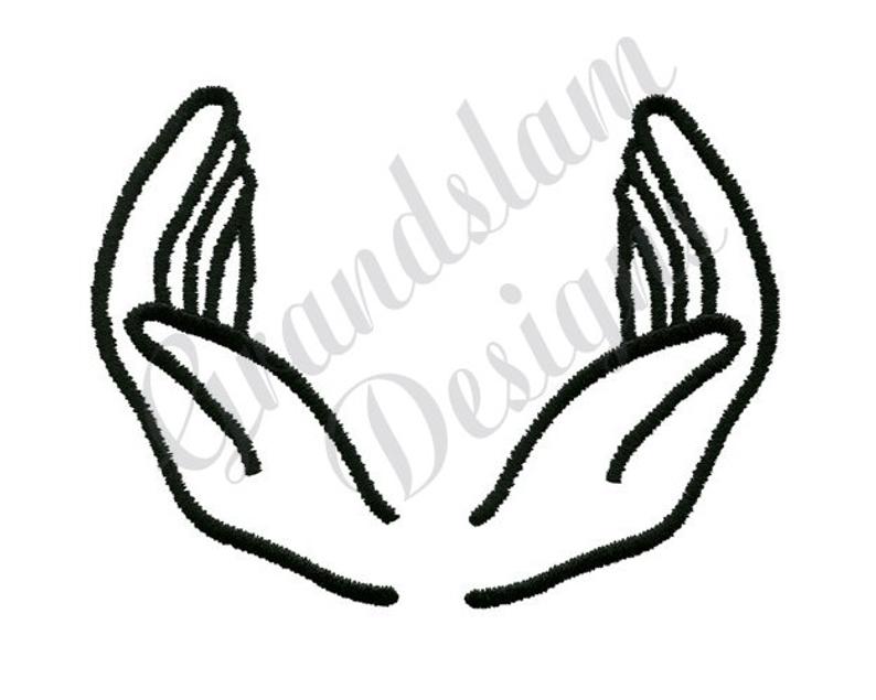 794x635 cupped hands outline machine embroidery design etsy