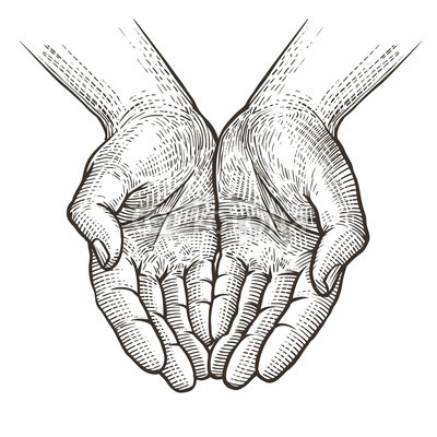 400x400 cupped hands, folded arms sketch vintage vector illustration