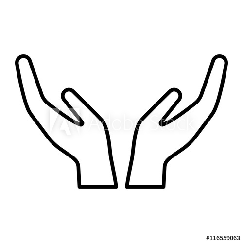500x500 care line icon with hands gesture cupped hands symbolizing
