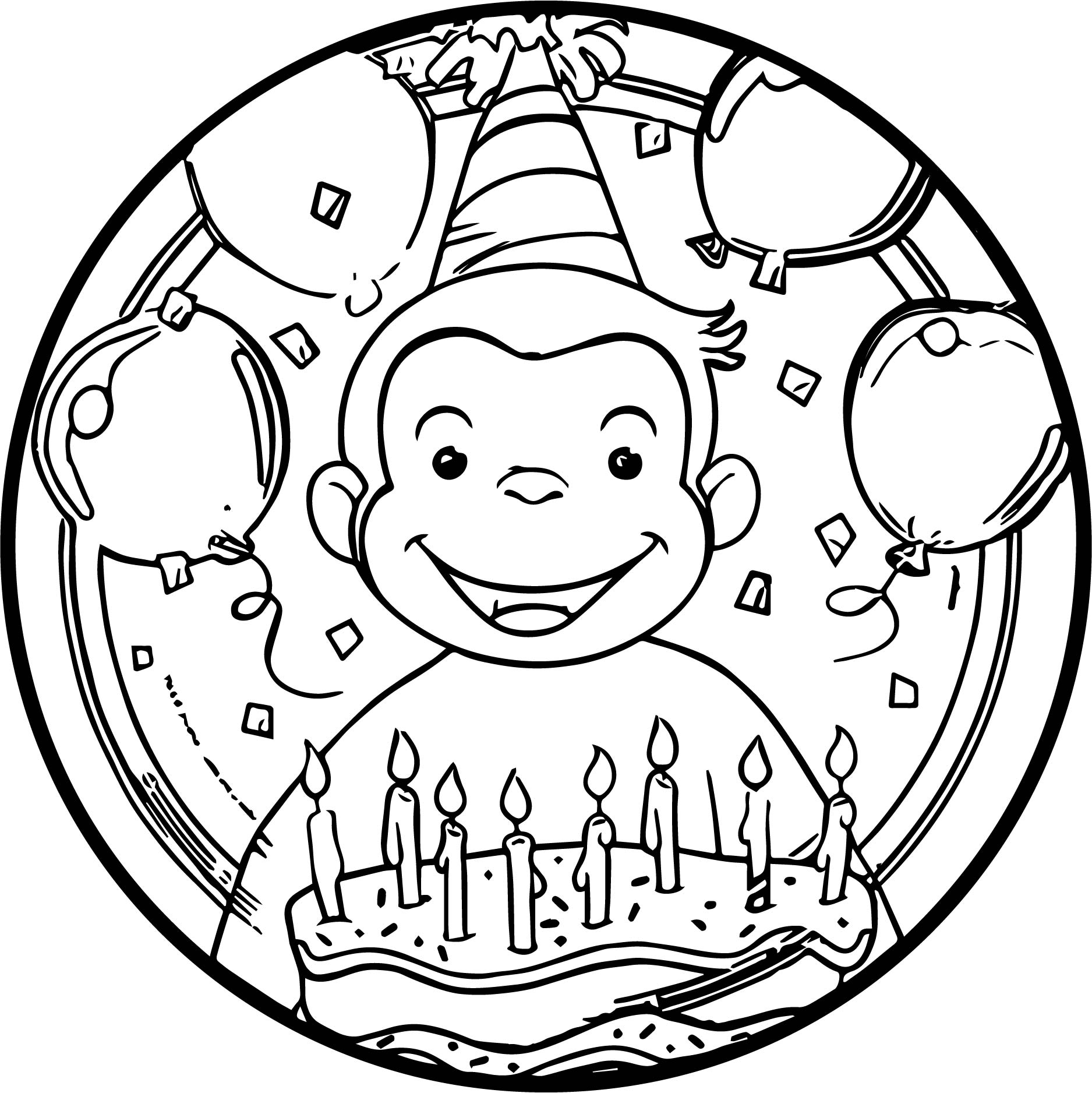 1875x1876 Curious George Lunch Plates Circle Coloring