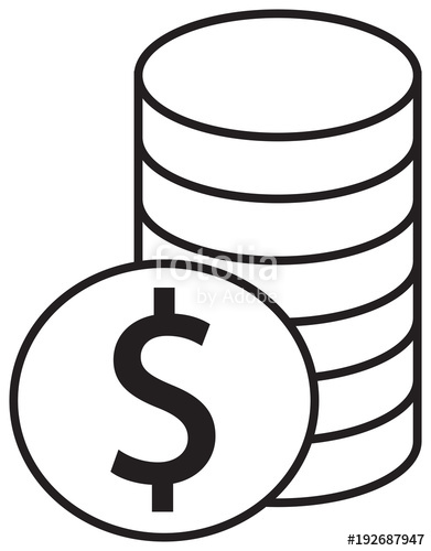 391x500 Dollar Currency Icon Or Logo Vector Over A Pile Of Coins Stack