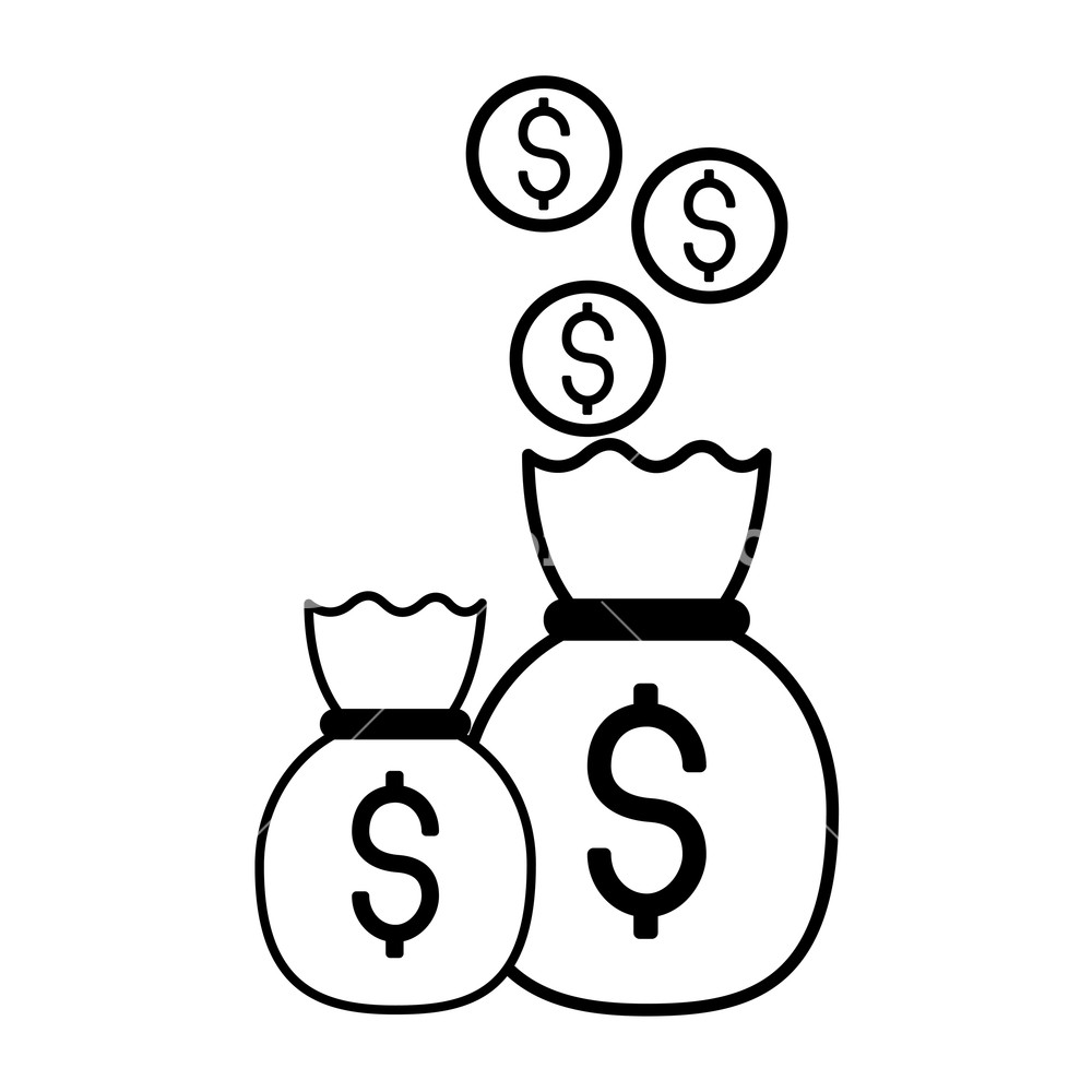 1000x1000 Money Bags Dollar Currency White Background Vector Illustration