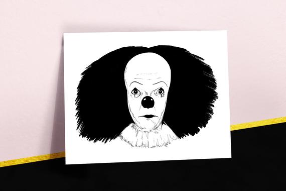 570x380 pennywise it poster art print tim curry movie halloween etsy
