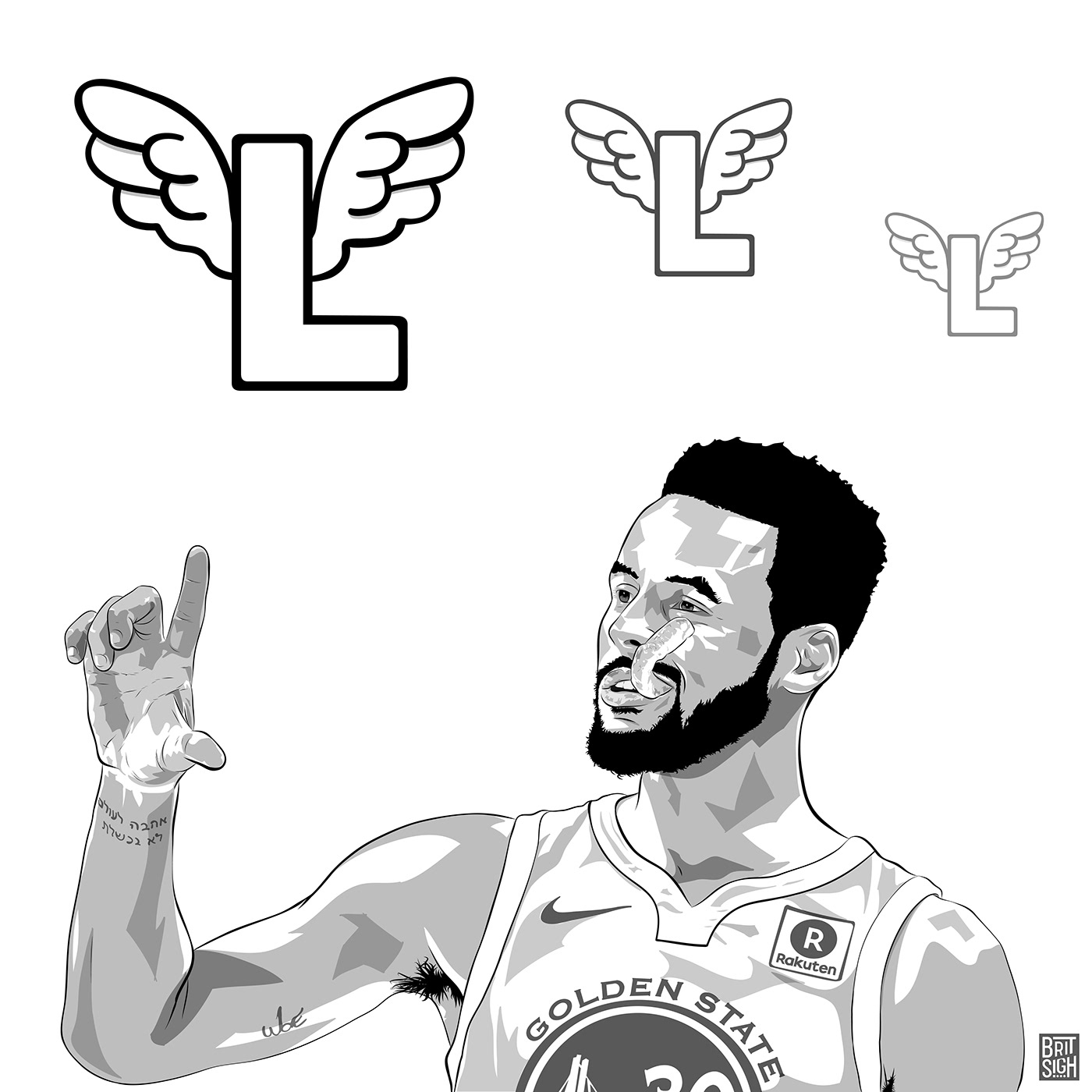1400x1400 steph curry handing out l's on behance