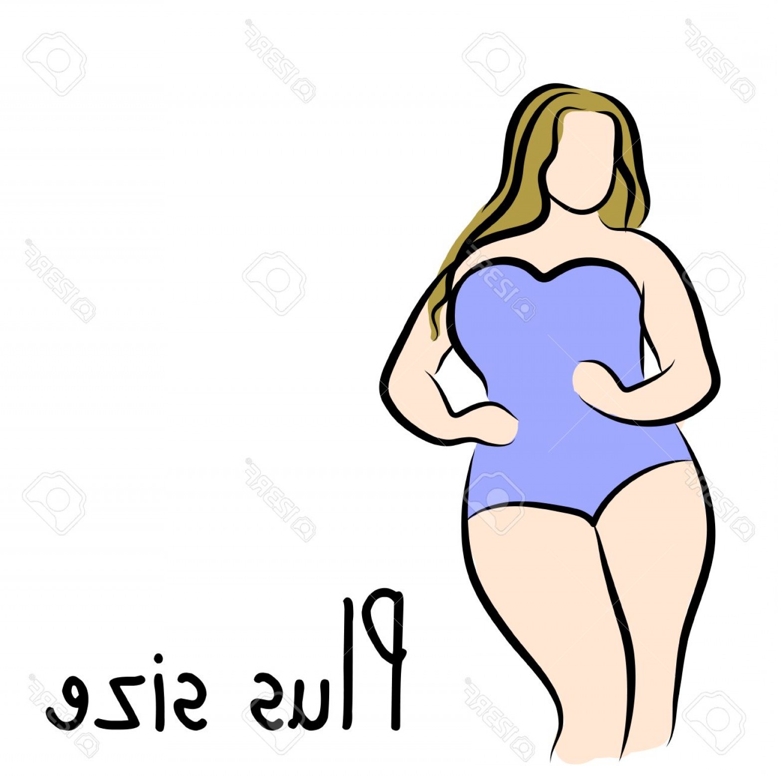 1560x1556 Photostock Vector Girl Sketch Plus Size Model Curvy Woman Vector