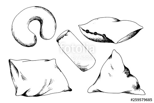 500x334 hand draw pillows set sketch illustration textile cushion bedroom