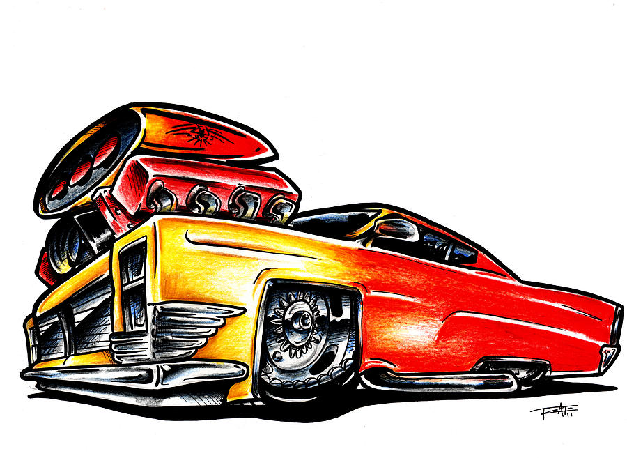 900x657 Cadillac Muscle Drawing