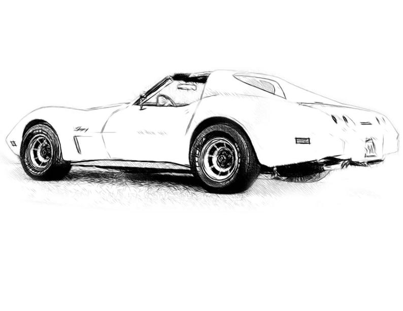 794x613 Corvette Stingray Drawing T Shirt Etsy