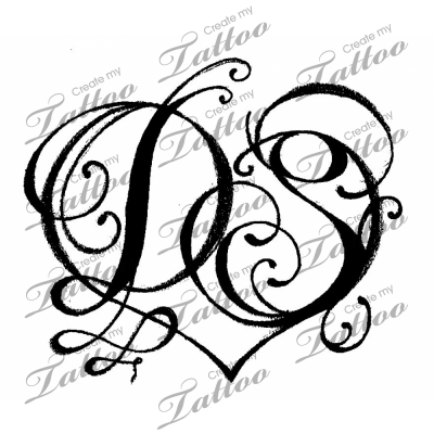 400x400 initials make a heart custom tattoo another rough sketch