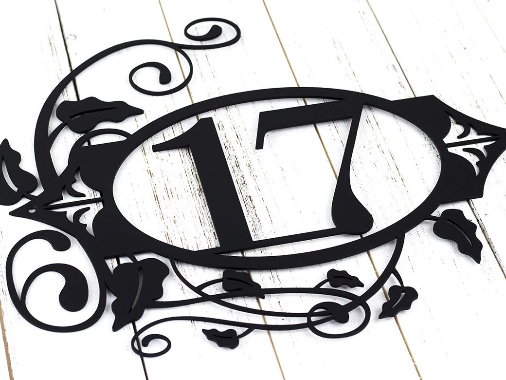 1040x780 Custom House Number Metal Sign Fleur Di Lis Vines Digit