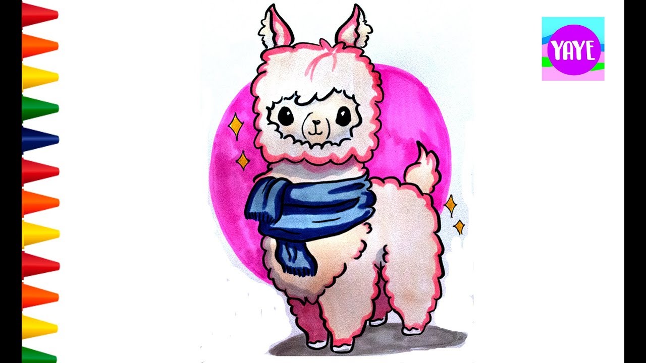 1280x720 Cute Alpaca Coloring And Drawing For Kids, Toddlers