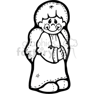 300x300 Black And White Cute Little Angel Boy Clipart Royalty Free