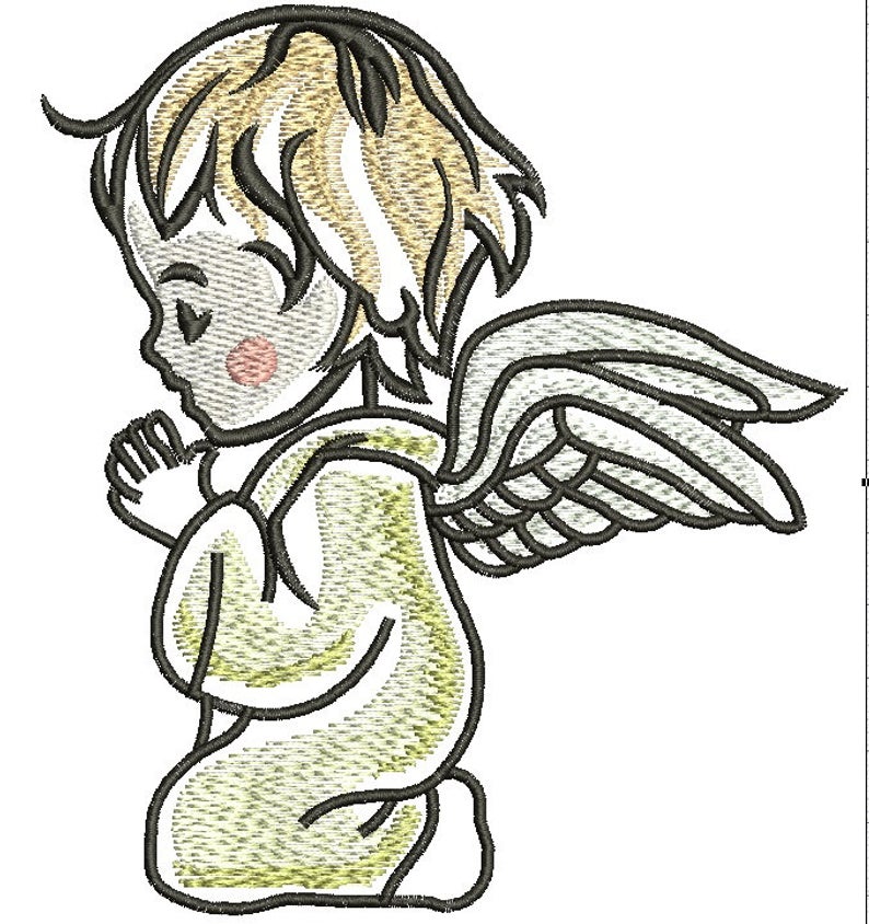 794x844 Cute Angel With Wings Machine Embroidery Design Etsy