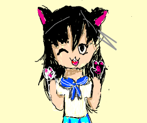 300x250 Cute Anime Cat Girl Drawing Anime Collection