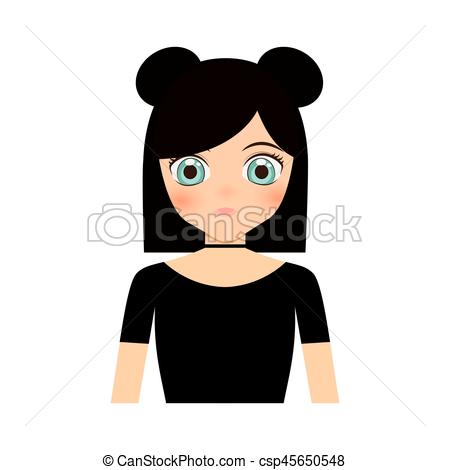 450x470 Cute Anime Girl Character Vector Illustration Vector