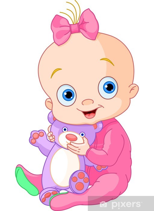 512x700 Cute Baby Girl With Teddy Bear Wall Mural We Live