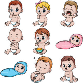 324x324 Newborn Baby Girl Cartoon Clipart Vector