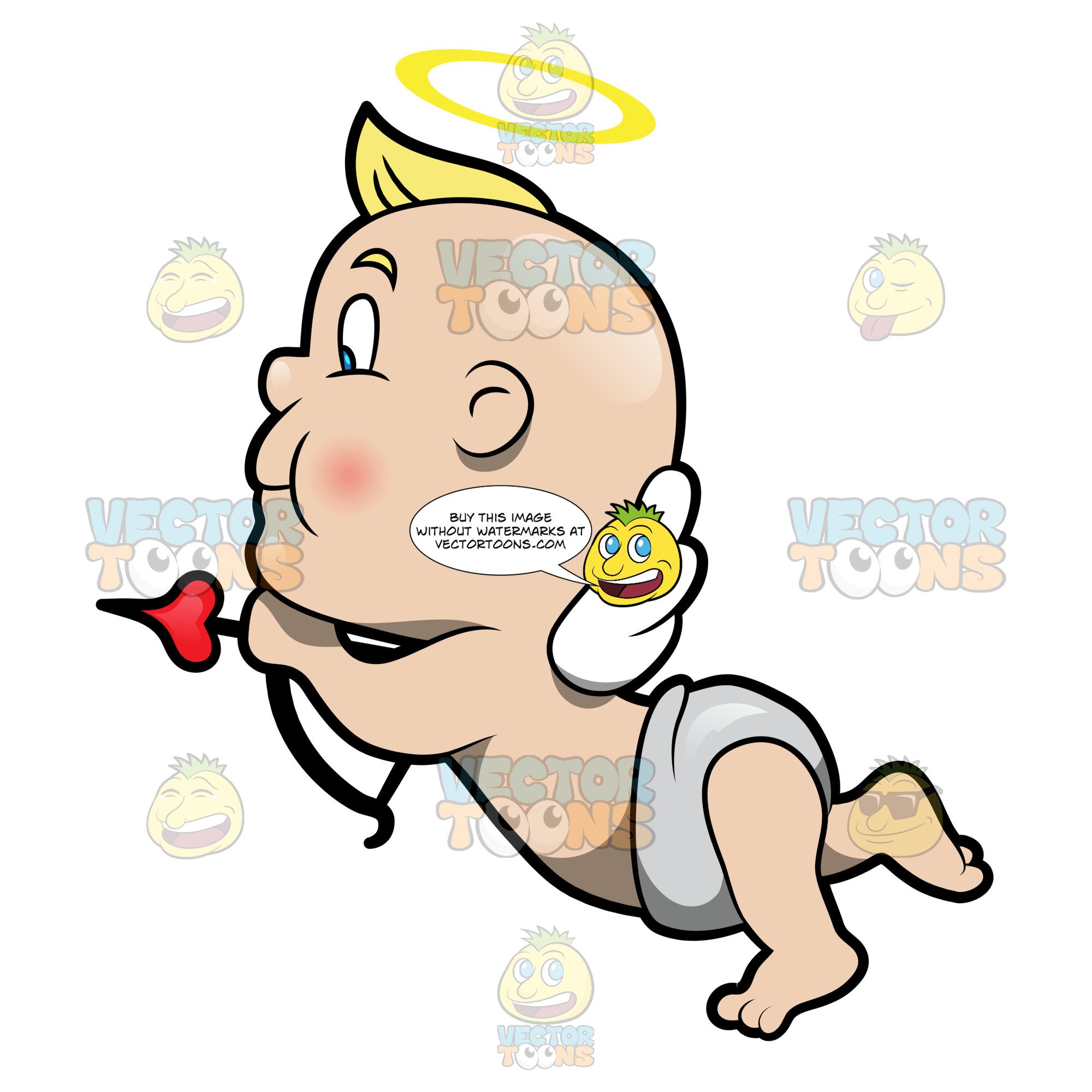 2000x2000 A Cute Baby Cupid Flying To Shoot An Arrow Of Love Clipart