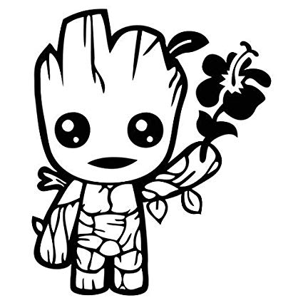 425x425 Cute Baby Groot Holding Flower