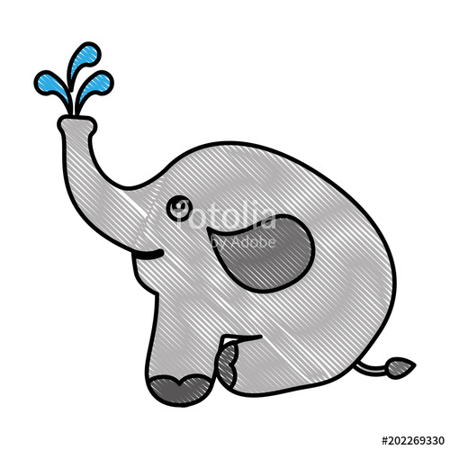 500x500 Cute Baby Elephant Sitting With Balloon Vector Illustration