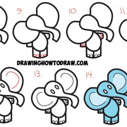 250x250 Cute Baby Elephant Cartoon Drawing Tumblr Simple Tutorial Face I