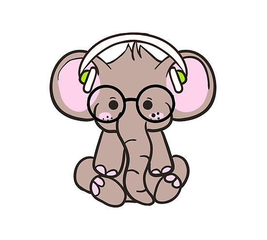 550x495 Cute Baby Elephant With Glasses And Earphones Posters