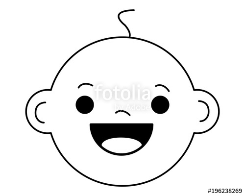 500x400 Cute Baby Face Icon Over White Background, Vector Illustration