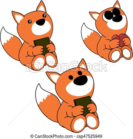 449x470 Lovely Cute Little Baby Fox Cartoon Set In Vector Format Very Easy