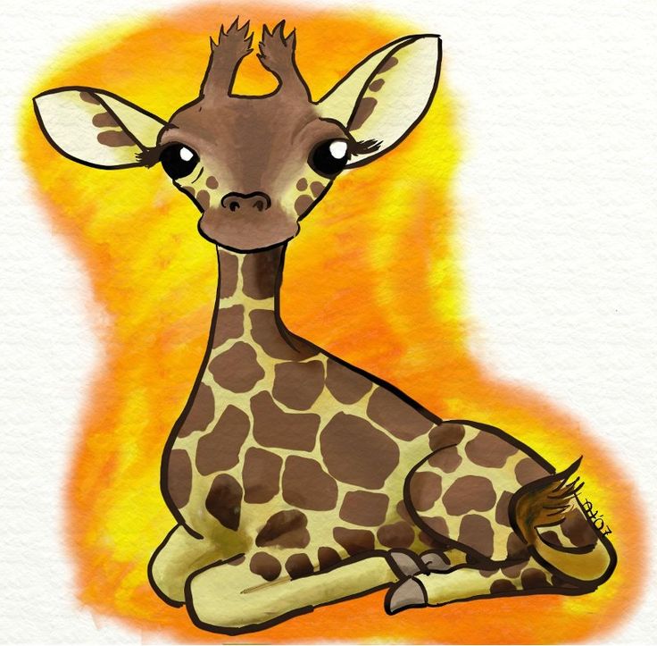 736x723 Cartoon Baby Giraffe Group With Items