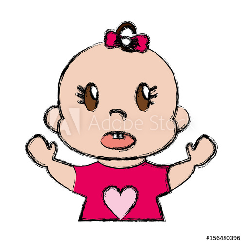 500x500 Cute Baby Girl Icon Over White Background Colorful Design Vector