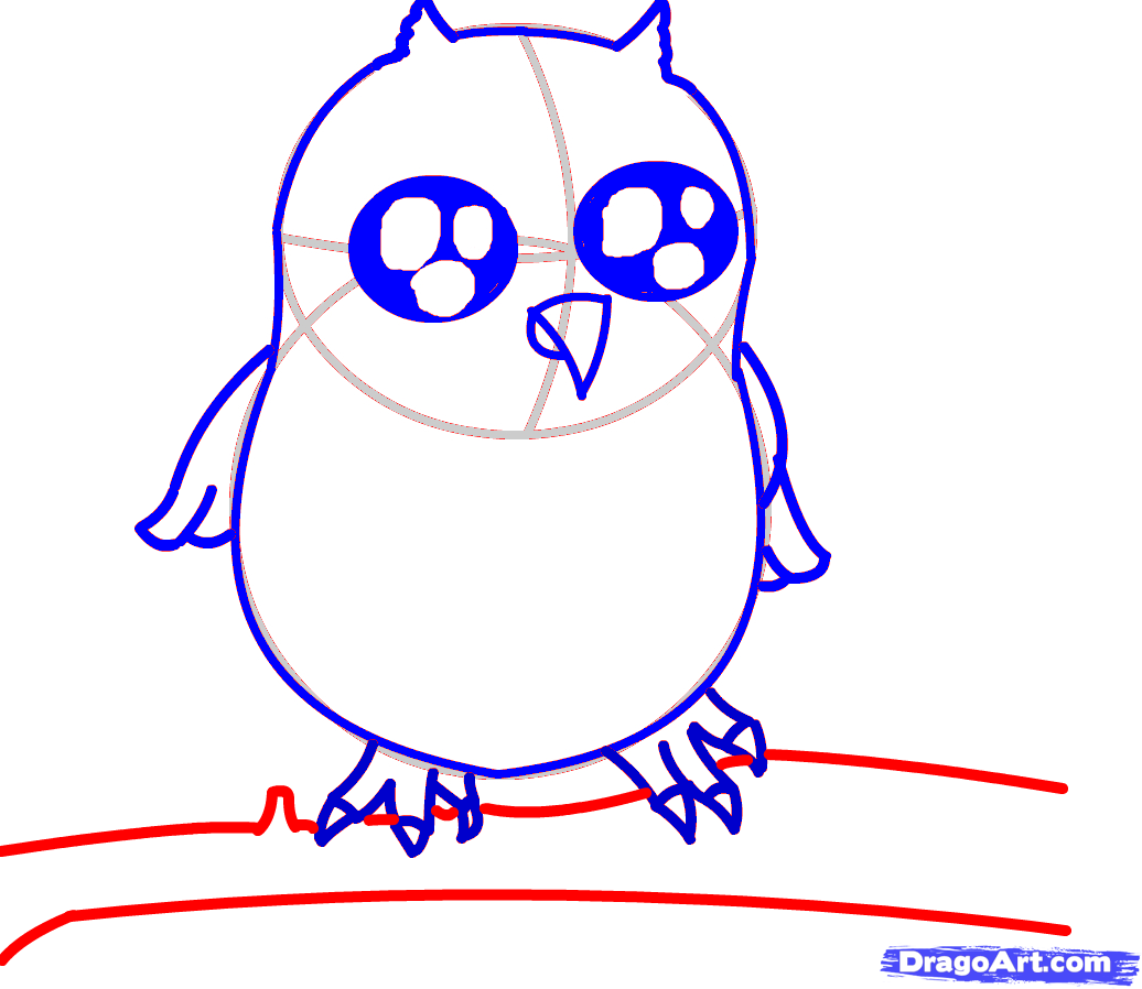 1036x898 How To Draw A Baby Owl, Step