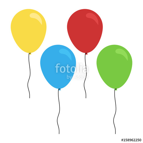 500x500 cute colorful balloons with strings, isolated flat icon