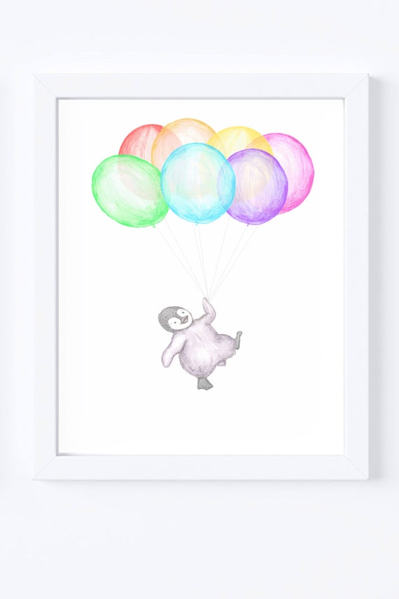 570x855 Nursery Illustration Penguin Drawing Mouse Print Childrens Etsy