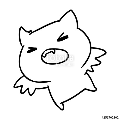 500x500 Line Drawing Of A Kawaii Cute Bat Stock Image And Royalty Free