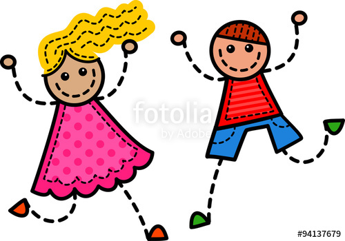 500x350 cute cartoon doodle drawing of a scrap booking style boy and girl
