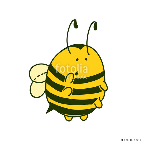 500x500 Colorful Cute Little Bumblebee Ink Hand Drawn Sketch Vector