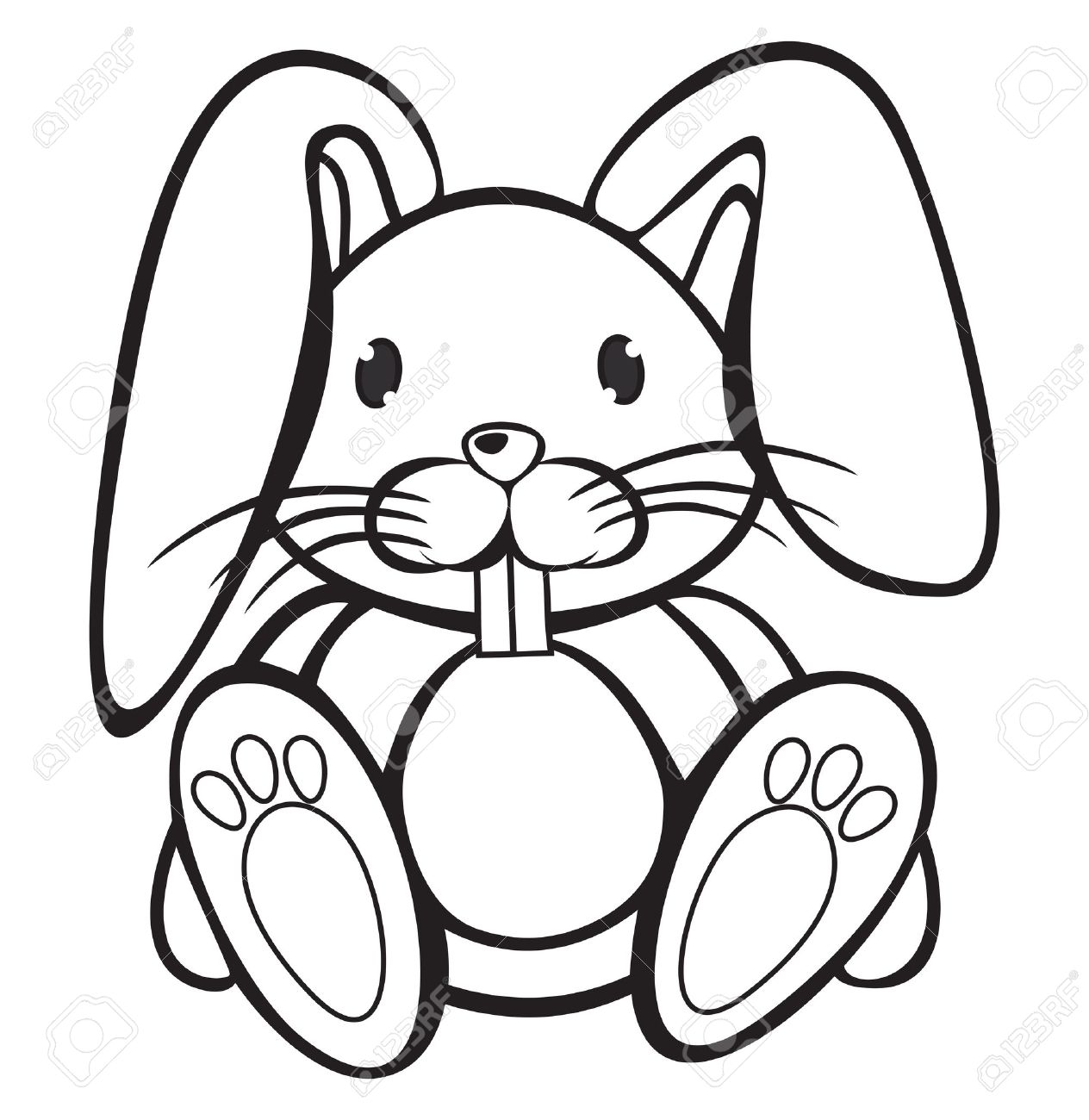 1264x1300 Cute Bunny Clipart Black And White