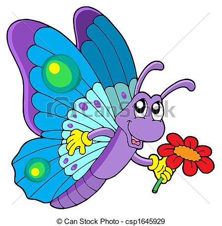 450x457 Cute Butterfly Holding Flower