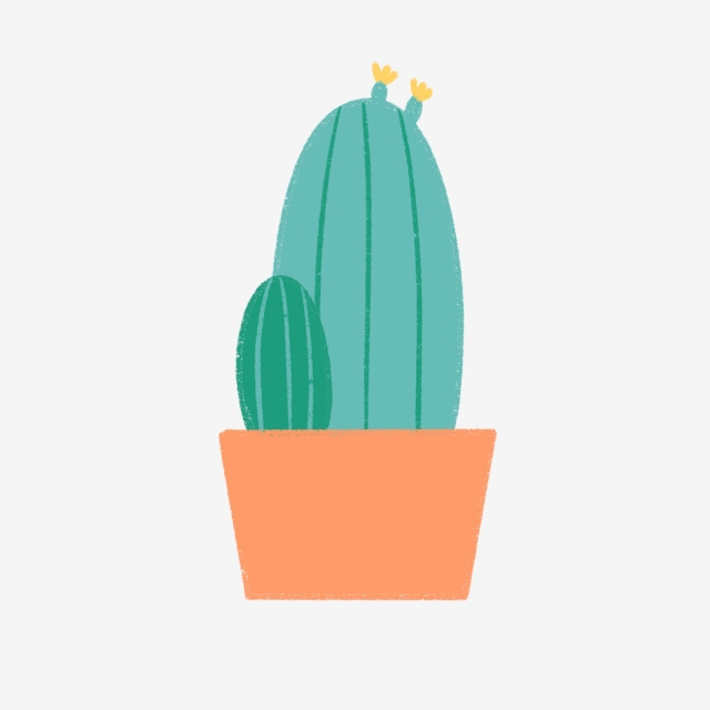 640x640 hand drawn cute big cactus in red pot, hand drawn, drawing, nature