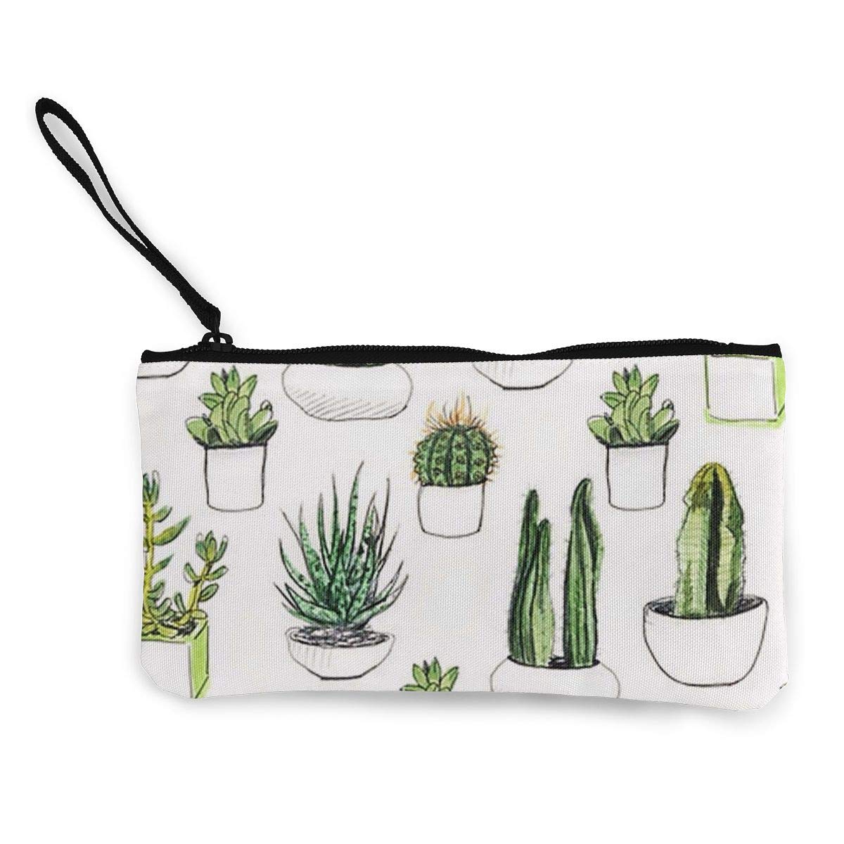 1200x1200 Canvas Cash Coin Purse, Cute Cactus Drawing Print Make Up Bag
