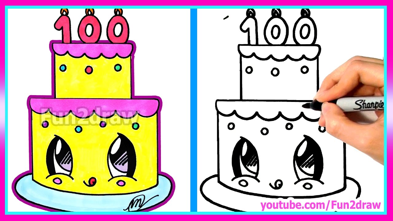 1280x720 How To Draw And Color A Cute Cake Easy
