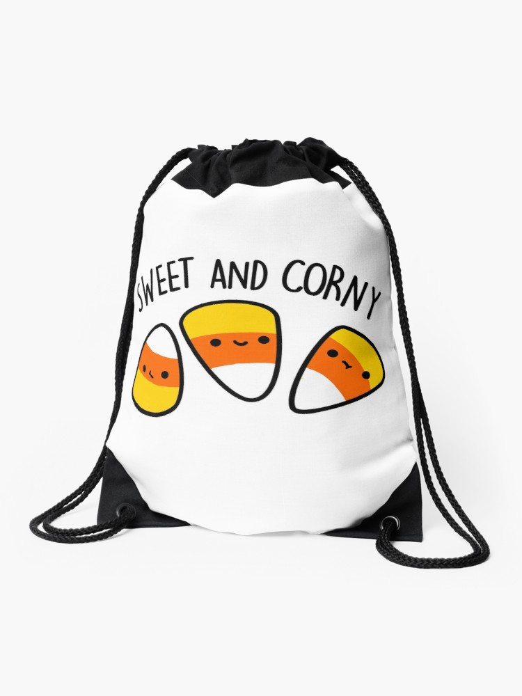 750x1000 Cute Candy Corn Halloween Pun Drawstring Bag