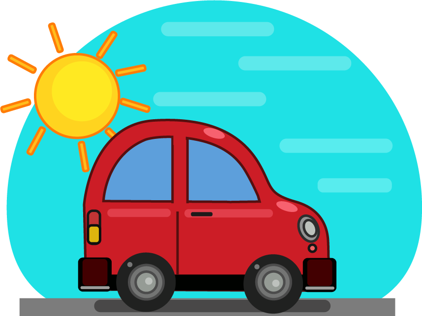 858x644 Cute Car And Sunshine Minimal Design