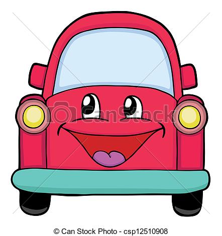 442x470 Cute Red Car, Painted Illustration