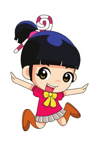 320x480 Cute Girl Cartoon Group With Items